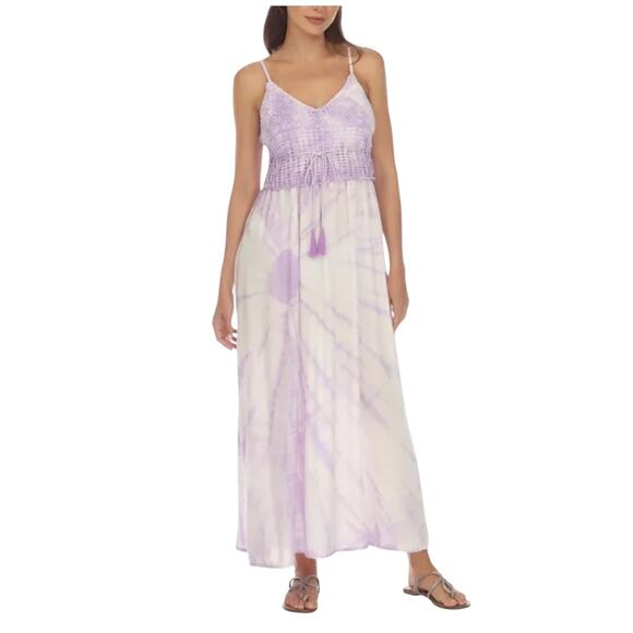 NWT! Raviya Women's Tie-Dyed Boho Crochet Maxi Dress Cover-Up - Size Medium - Picture 1 of 7